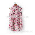 woman flower print shirt sleeveless elegant top